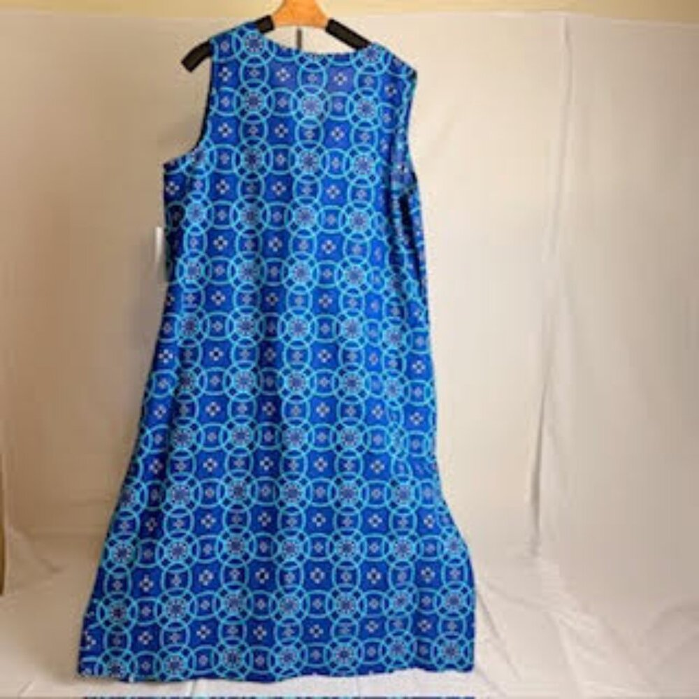 Liz Claiborne AmeriMark Blue Geometric Sleeveless Maxi Dress NWT Size X-Large - Picture 5 of 8